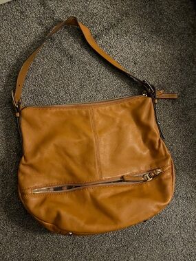 b. makowsky Cognac Leather Shoulder Bag